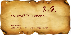 Koletár Ferenc névjegykártya