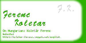 ferenc koletar business card