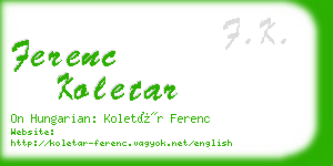 ferenc koletar business card